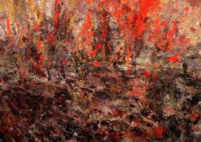 Line of Trees, Burning, 1996, acrylic on canvas, 198.12 x 218.44 cm (78 x 86 inches)