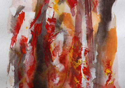 Fire study #1, watercolour/paper, 7 x 7 ins (18 x 18 cm), 2013
